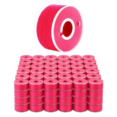 Imagem de Mandala Crafts 144 bobinas pré-enroladas rosa choque SA156 para máquina de costura Singer -15J SA156 Linha de bobina pré-preenchida para máquina de costura Brother e bordado