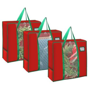 Imagem de Saco de armazenamento de guirlanda de 26 polegadas, 3 pacotes, recipiente de armazenamento de guirlanda de tecido Oxford 600D, caixa de armazenamento de guirlanda para decorações de guirlanda de