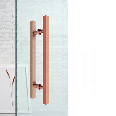 Imagem de Puxador de porta de chuveiro de empurrar e puxar maçaneta de porta deslizante para sala de conferências puxador de porta de galpão de vidro de aço inoxidável puxador de porta de celeiro (titânio preto