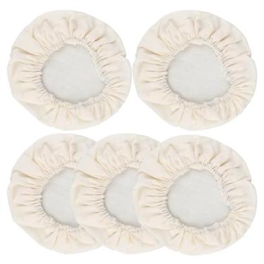 Imagem de TNJPSEK Conjunto de 5 pacotes de pano de cobertura de pote de fermento para iniciantes, capas elásticas de linho respirável para recipientes de pedreiro de 7 a 10 cm para fermentação de pão para