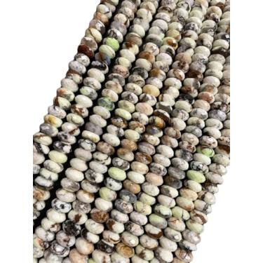 Imagem de Lady Works Fio de pedra natural turquesa branca americana de 33 cm, contas facetadas rondelle de 8 mm para fazer joias DIY | Beads_00999