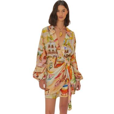 Imagem de Vestido Curto Transpasse Farm Rio Aracati Feminino-Feminino