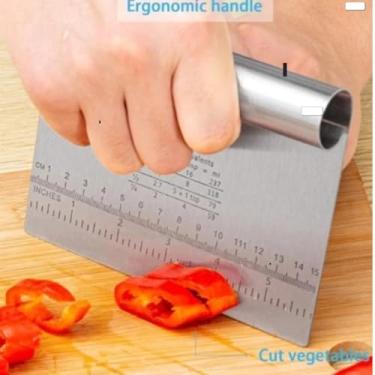 Imagem de ESPÁTULA MASSAS PROFISSIONAL RÉGUA 15CM AÇO INOX - CORTADOR DE MASSAS RASPADOR DE BANCADA ALISADOR DE BOLO - 3 EM 1 CONFEITEIRO PÃES E CHOCOLATE