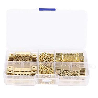 Imagem de Cabides para porta-retratos, ganchos resistentes, dupla face, dente de serra, kit de hardware para pendurar com parafusos para arte de parede, pôsteres, molduras de tela,