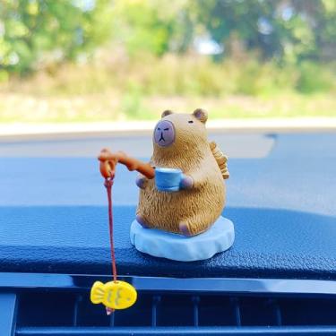 Imagem de Ornamento de pesca engraçado acessórios de painel, acessórios de carro fofos decoração de painel de animais interiores, decoração de painel de carro de peixe balançando