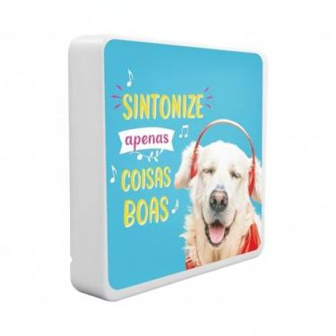 Imagem de Luminária Box Slim Sintnize Coisas Boas USB, LED 5W, Bivolt, 20x18x5 cm, Polietileno, Luz Difusa