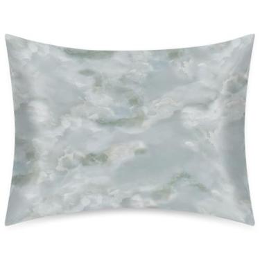 Imagem de Fronha de almofada de cetim de seda tamanho padrão para cabelo e pele capa de almofada macia antiderrapante cinza mármore arte arte capas com fecho de envelope para dormir mulheres homens crianças 50