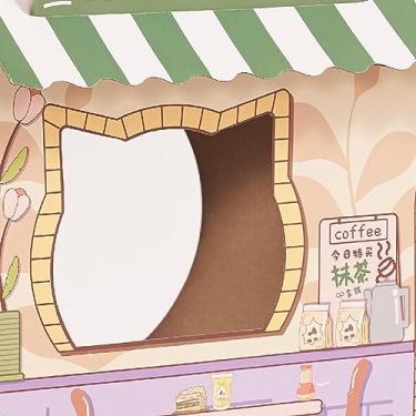 Imagem de Naroote Casa para Gatos Com Erva-de-gato, Durável, Leve, de Papelão, para Brincar, Promove a Saúde das Patas e Instintos Naturais, Ideal para Proprietários de Gatos (Café)