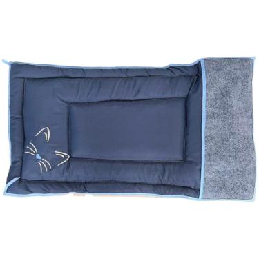 Imagem de Cama Arranhador para Gatos, 90 x 50 cm, Protetor de Sofá 2 em 1, Colchonete com Área de Arranhador, Poliéster, Microfibra e Carpete Resinado, Azul