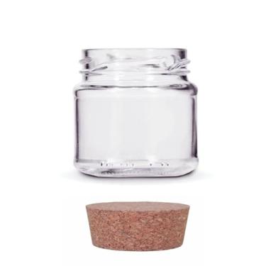 Imagem de Kit 5 unidades - Pote de Vidro Redondo Mini Belém 150ml - Tampa Rolha Cortiça