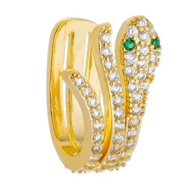 Imagem de Falso Piercing Brinco Cobra Pequeno Argola Feminino - PHD, Dourado