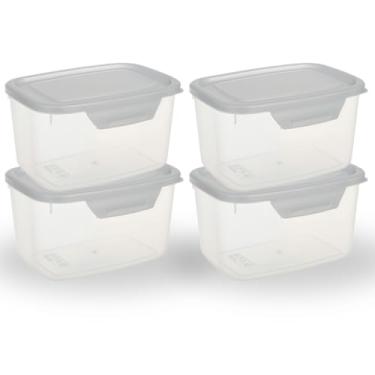 Imagem de Kit de 4 Potes Plásticos 500ml com Tampa Transparente e Trava – Livre de BPA, Freezer e Micro-ondas