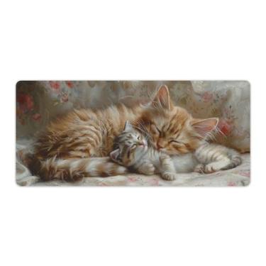 Imagem de FoRes Art Cat Sleeping Cute Funny Relaxing Large Mouse Pads Gaming Antiderrapante Base de Borracha Tapete de Mesa Laptop Acessórios de Computador Suprimentos Bloco de Escrita para Escritório Casa 40 x
