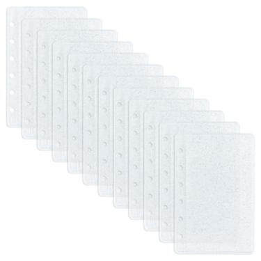 Imagem de 12 peças de bolsos para fichário A7 com 6 furos, envelopes econômicos, organizador de pasta de dinheiro sem zipless, com glitter, PVC, bolsos laterais para fichário