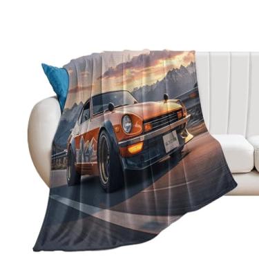 Imagem de HouLaiZhe Cobertor de flanela super macio japonês vintage 350z esportivo legal leve cobertor refrescante para sofá-cama cadeira sofá carro viagem ao ar livre leve quente 167,6 cm x 228,6 cm