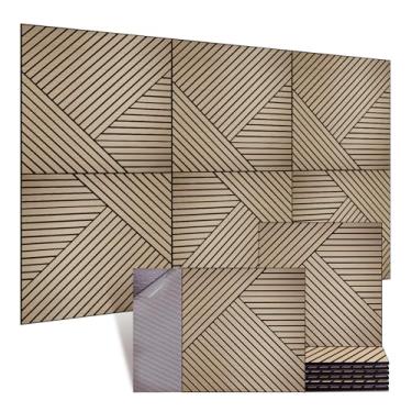 Imagem de Foritrue Painéis acústicos, pacote com 6 painéis de parede à prova de som de 59,9 cm x 59,9 cm x 1 cm, painéis de parede acústicos decorativos, painéis de absorção de som autoadesivos para casa