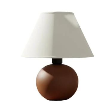 Imagem de Abajur Luminaria De Ceramica Com Cúpula Sala Quarto Ambiente Decoração Infantil Adulto Cor Fria(Marrom)