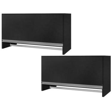 Imagem de Kit 02 Armários Multiuso Aéreo Cabideiro Grécia L03 Preto - Lyam Decor