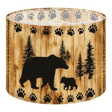 Imagem de Abajures para abajur, boho, 1 pacote, urso, fazenda, floresta, estampa de patas, madeira rústica, faroeste, outono, abajur, abajur, substituição