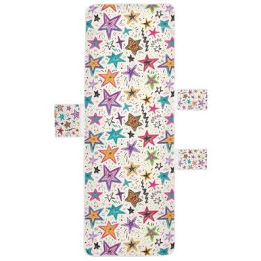 Imagem de STAYTOP Linda capa de toalha para espreguiçadeira de estrelas coloridas, capa macia para espreguiçadeira, capas de cadeira de praia com bolsos para jardim, pátio, pátio, banhos de sol, gramado, 215 x