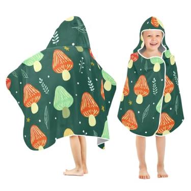 Imagem de Burbuja Toalha de banho com capuz de cogumelos coloridos para crianças, toalha de praia de pelúcia macia absorvente para meninas e meninos 3-10 anos, 61 x 127 cm
