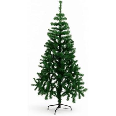 Imagem de Natal Árvore de Natal Pinheiro Verde Tradicional, 1,8m Altura, 320 Galhos, PVC e Ferro, Desmontável, 80cm Largura