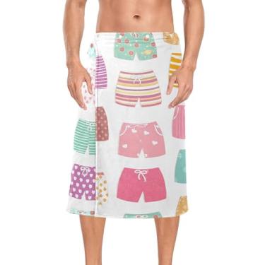 Imagem de Burbuja Short de praia masculino envoltório de banho macio com elástico ajustável para chuveiro, sauna, academia, toalha de saída