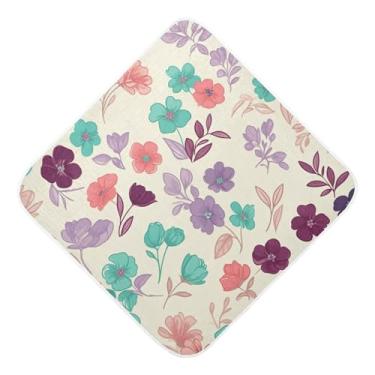 Imagem de Burbuja Toalha de banho de bebê com flores turquesa rosa - Toalha com capuz de musselina macia e absorvente para recém-nascidos e bebês, 76 x 76 cm