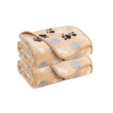 Imagem de AIWEK Cobertor de cachorro padrão de osso de pata 1 pacote com 2 capas de sofá de flanela super macias e quentes, protetor de cama de carro, lavável à prova de urina, cobertor para animais de