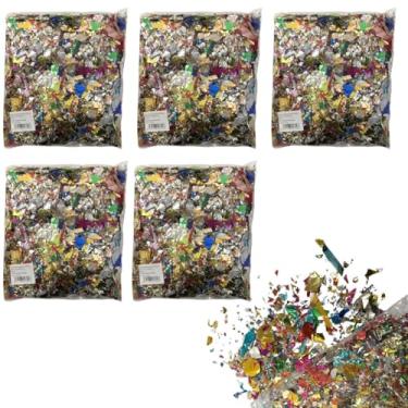 Imagem de Kit Confete Metálico Colorido Brilhante Folia 5 Pacotes
