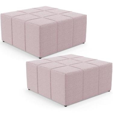 Imagem de Kit 02 Puffs Decorativos Para Sala De Estar Quadrado Milano 90x90 W01 