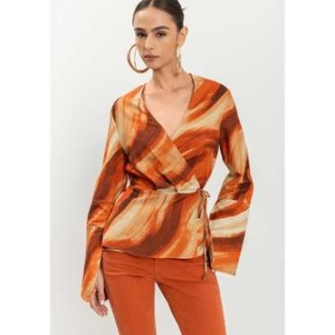 Imagem de Blusa Transpassada De Mangas Longas Com Amarração Lateral-Feminino