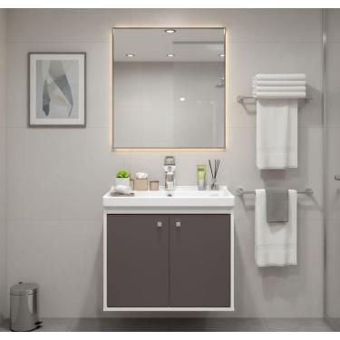 Imagem de Gabinete Armário para Banheiro 50cm MDF com Lavatorio GIANDUIA