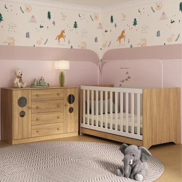 Imagem de Berço Americano 3 em 1 com Cômoda 2 Portas 4 Gavetas Pirulito Multimóveis MP4711