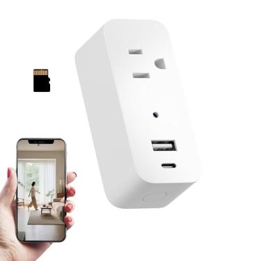Imagem de InCliick Mini câmera sem fio 1080p fotos tirando câmera tomada tomada USB tipo-C embutido 32GB cartão SD conexão WiFi app visualização câmera para segurança interna tomada de parede (sem áudio)