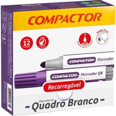 Imagem de Pincel Quadro Branco QB Recarregável Violeta Caixa com 12 - Compactor