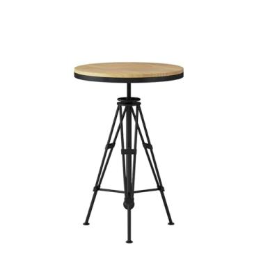 Imagem de Mesa de bar Mesa de bar redonda pé alto ferro para lazer, mesa com altura ajustável e balcão madeira