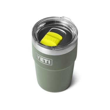 Imagem de YETI Copo empilhável Rambler de 473 ml, isolado a vácuo, aço inoxidável com tampa MagSlider, verde acampamento/amarelo vaga-lume