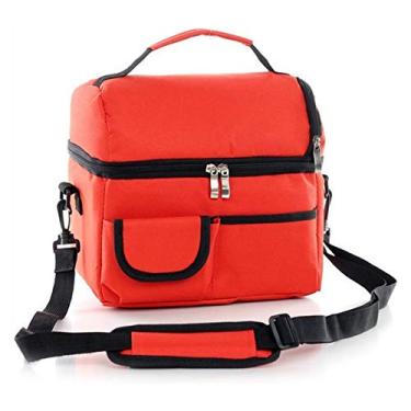 Imagem de Bolsa de Almoço Grande Isolada com Dois Compartimentos Caixa Isotérmica para Manter Leite Frio ou Quente
