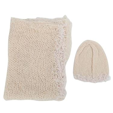 Imagem de Ainoli Chapéu Envoltório Conjunto Fotografia Prop Infantil Recém-nascido Fotografia Adereços Conjunto para 0-1 Mês de Idade Bebê (chapéu + envoltório)