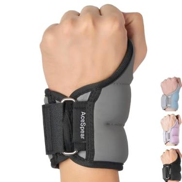 Imagem de AceSpear Pesos de pulso com trava de polegar para homens e mulheres, 500 g x 2 1,4 kg x 2 luvas de peso no tornozelo para corrida, treinamento de força, exercícios de caminhada (cinza, 900 g x 2)