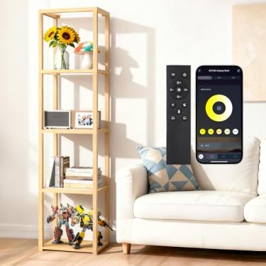 Imagem de OUTON Prateleira de vidro de 170 cm com lâmpada de LED regulável, armário de exibição colecionável com controle remoto e aplicativo, lâmpada de estante aberta de 5 camadas para sala de estar, quarto