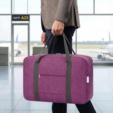 Imagem de Bolsa de viagem leve e dobrável – Mala de mão compacta para viagens noturnas, bolsa unissex para fim de semana, Roxo escuro, Esportes