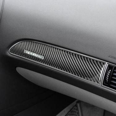 Imagem de BETTERHUMZ Adesivo de painel de painel Co-Pilot compatível com Audi A6 S6 2005-2011 Allroad Quattro tira de decoração de fibra de carbono acessórios interiores do carro do lado do passageiro (preto