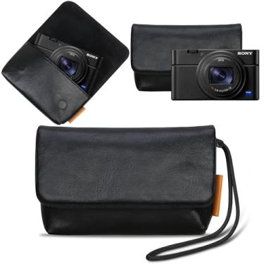 Imagem de Lacdo Bolsa Para Câmera Sony RX100 Vii/ RX100 Vi/ RX100 V/RX100 Iv/RX100 Iii, Bolsa Protetora De Couro Macio Para Viagem, Bolsa Compacta Para Câmera Sony Rx100 Com Alça De Pulso, Preto