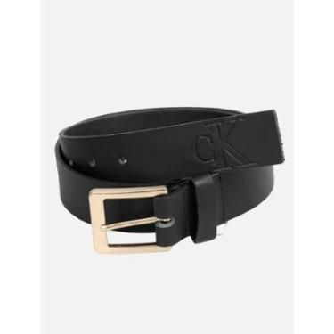 Imagem de Cinto Calvin Klein Masculino Couro Queima CK Preto-Masculino