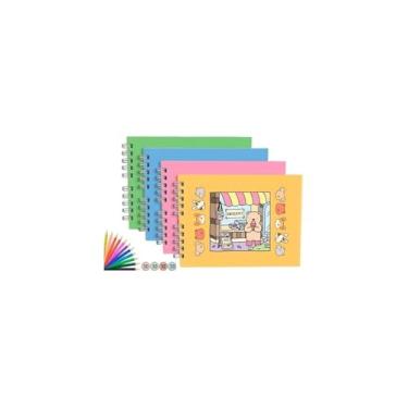 Imagem de Livro para Colorir 50 Folhas, Animais Fofinhos, Papel e Metal, Wire-o, 15x20cm, com Folha Protetora, Cores Sortidas