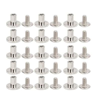 Imagem de Naroote Kit de Rebites de Cabeça Plana Durável Com 50 Conjuntos para Encadernação de Notebook, Acessórios de Artesanato Perfeitos para Bolsas e Bolsas, Rebite de Cobre e Conjunto de Parafusos para