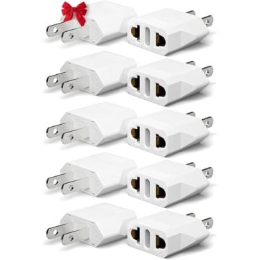 Imagem de Unidapt Pacote com 10 adaptadores de tomada UE Europa para EUA, tomada tipo A, europeu para americano, Canadá, México, adaptadores de tomada de parede, branco