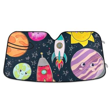 Imagem de Toldo de sol personalizado de estrela planeta universo variado para para-brisa de carro bonito retrátil dobrável caminhão carro persianas para janelas dianteiras automotivo S, 134,6 cm x 59,7 cm